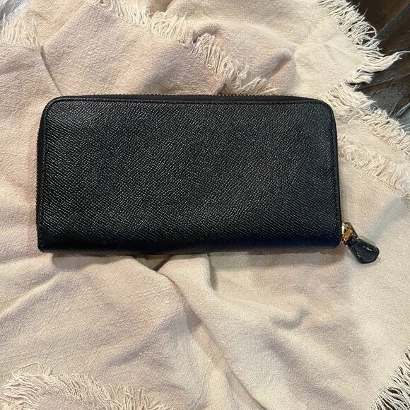 Coach Crossgrain Leather Accordian Zip Wallet Black - Picture 2 of 3